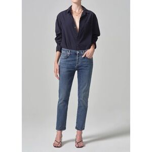 Citizens of Humanity Emerson Slim Boyfriend Jeans Medium Wash Cropped Mid-Rise